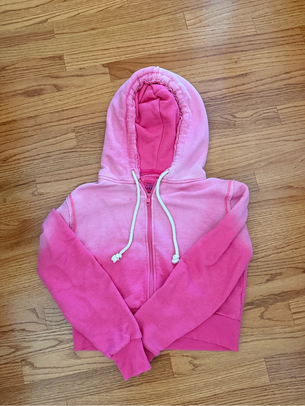 American Eagle  Pink Ombre Zip-Up Hoodie